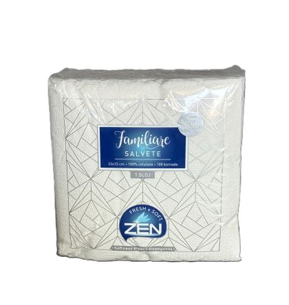 ZEN САЛФЕТКИ 33Х33 БЕЛИ 100БР
