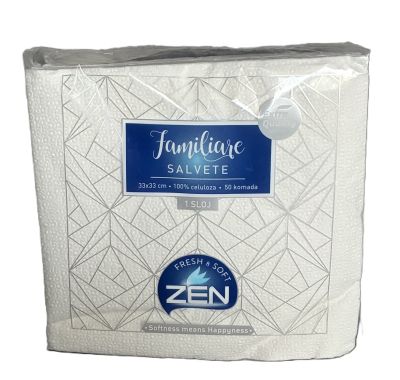 ZEN САЛФЕТКИ 33Х33 БЕЛИ 50БР
